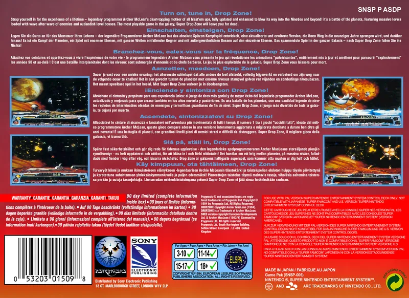 Archer Maclean's Super Dropzone box back