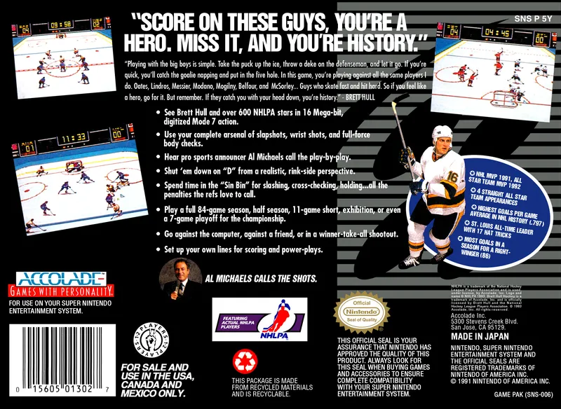Brett Hull Hockey box back