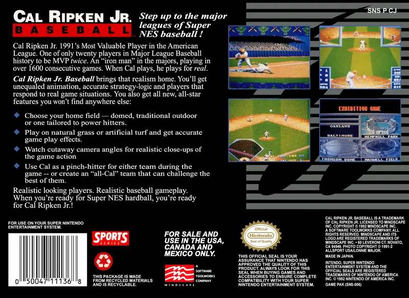 Cal Ripken Jr. Baseball box back