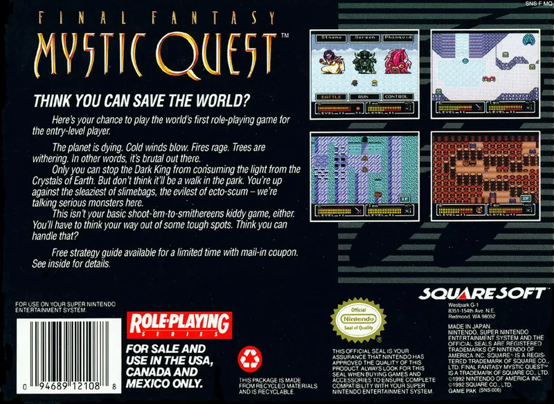 Final Fantasy: Mystic Quest box back