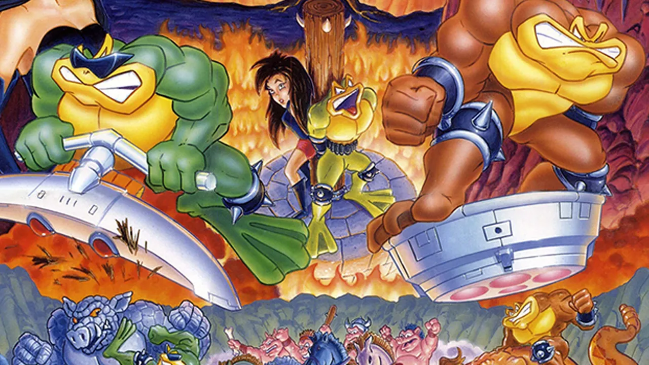 Backdrop artwork for Battletoads in Battlemaniacs