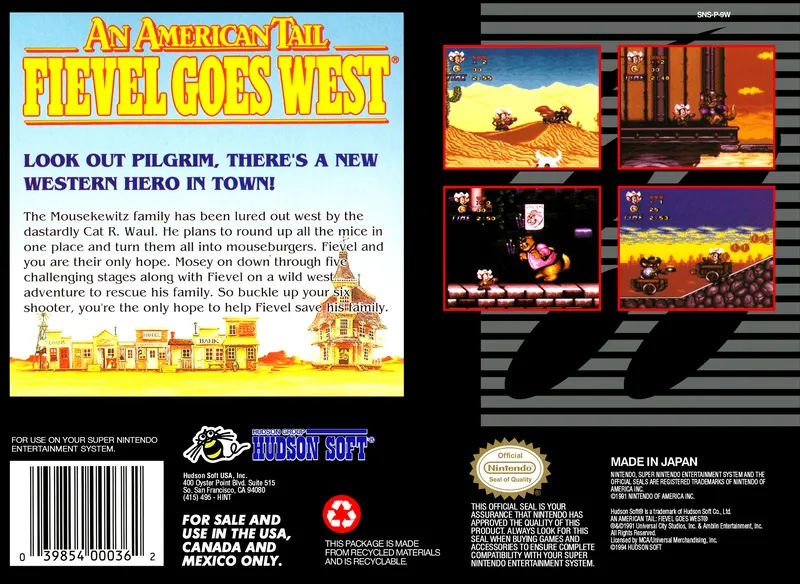 An American Tail: Fievel Goes West box back