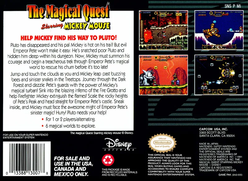 The Magical Quest Starring Mickey Mouse box back