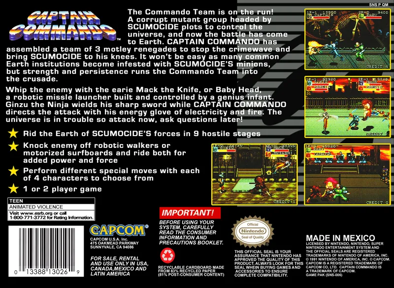 Captain Commando box back
