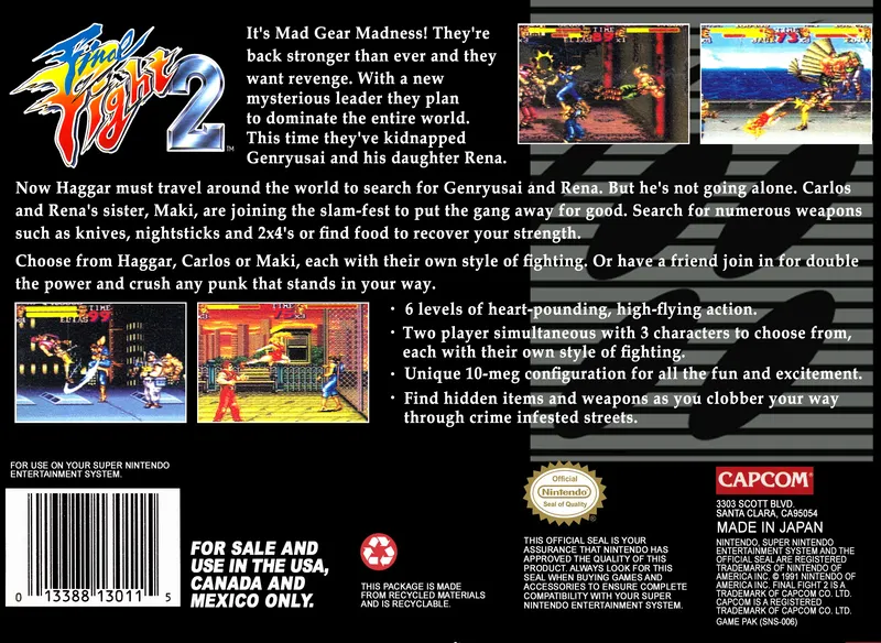 Final Fight 2 box back