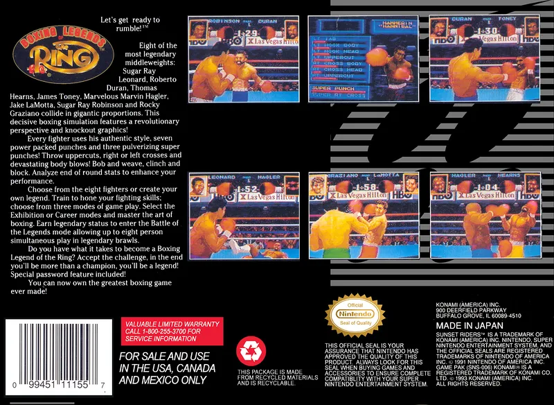 Boxing Legends of the Ring box back