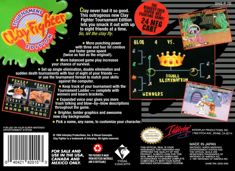 Clay Fighter: Tournament Edition box back