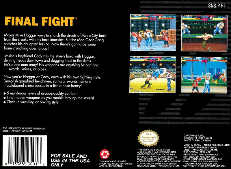 Final Fight box back