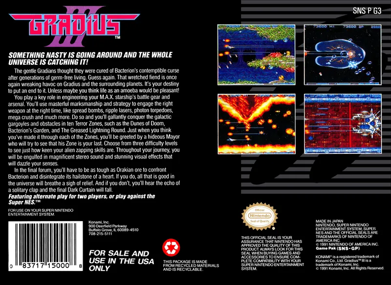 Gradius III box back