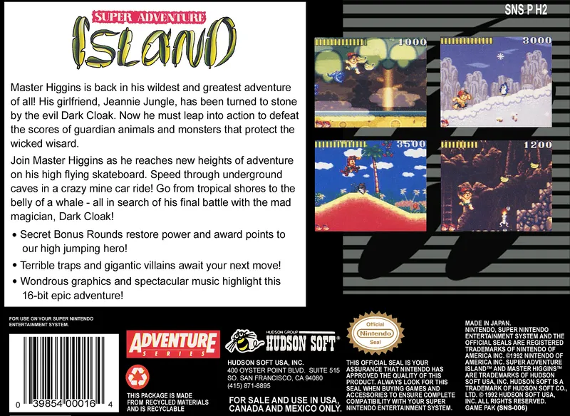Super Adventure Island box back