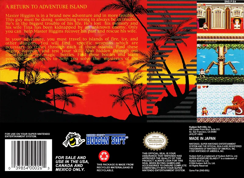 Super Adventure Island II box back