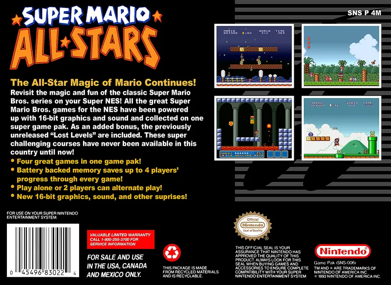 Super Mario All-Stars box back