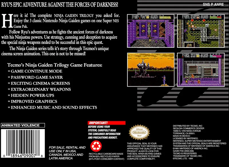 Ninja Gaiden Trilogy box back