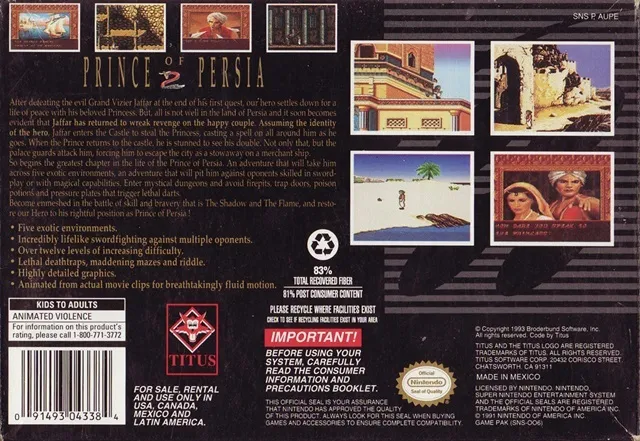 Prince of Persia 2: The Shadow & The Flame box back
