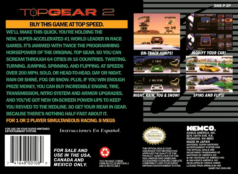 Top Gear 2 box back