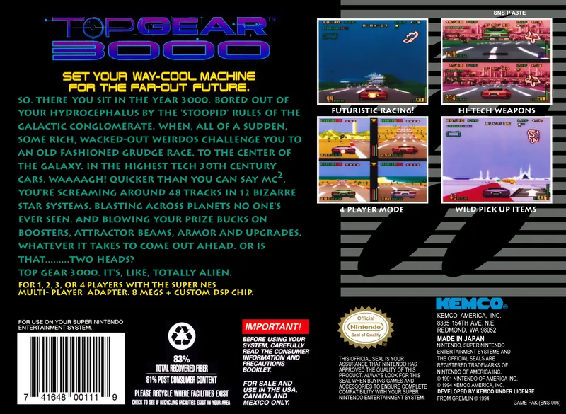 Top Gear 3000 box back