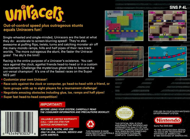 Uniracers box back