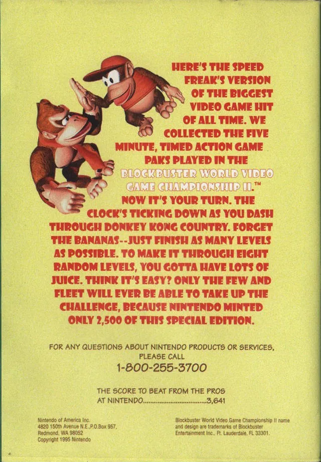 Donkey Kong Country: Blockbuster World Video Game Championship II box back