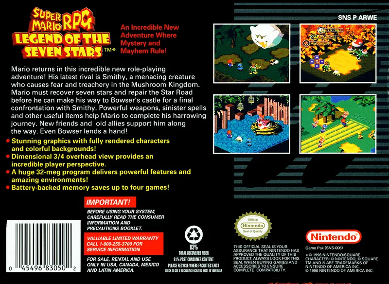 Super Mario RPG: Legend of the Seven Stars box back