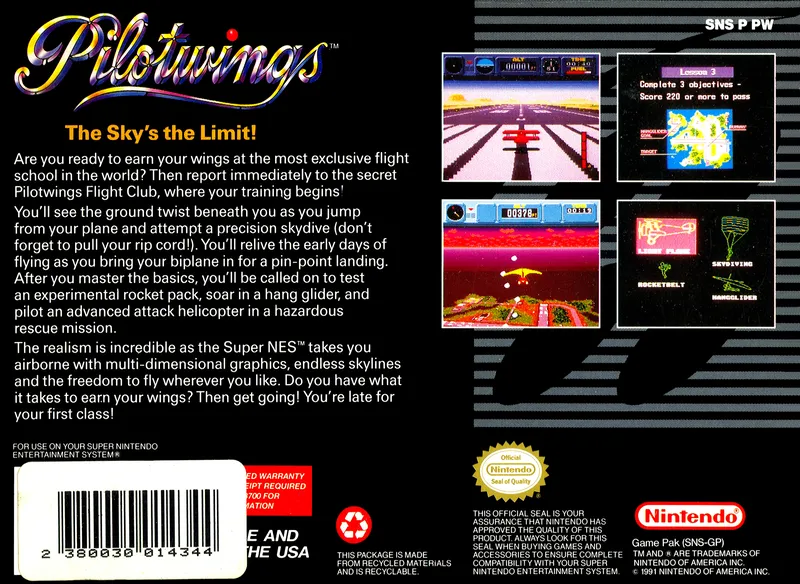 Pilotwings box back