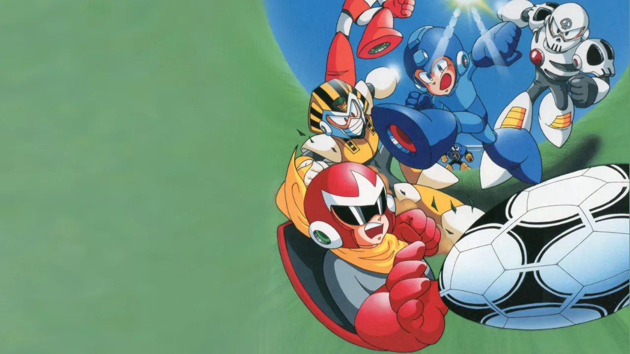 Backdrop artwork for Mega Man Soccer