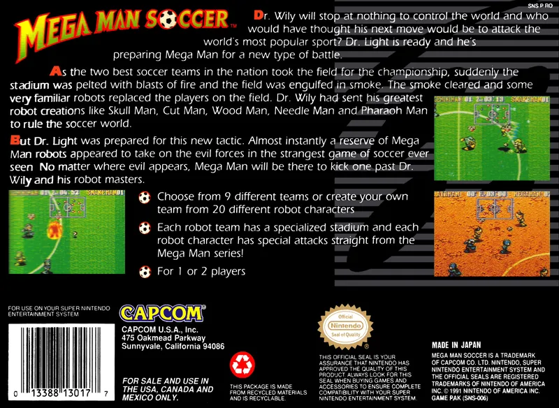 Mega Man Soccer box back