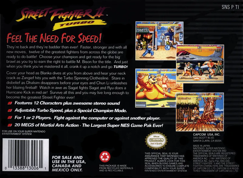 Street Fighter II Turbo box back