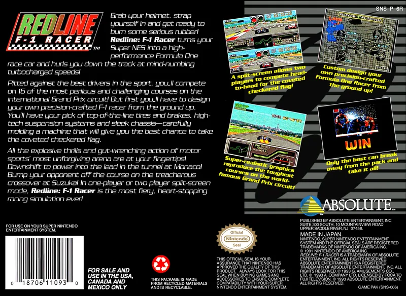 Redline F-1 Racer box back