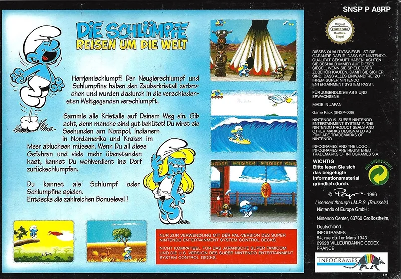 The Smurfs Travel the World box back