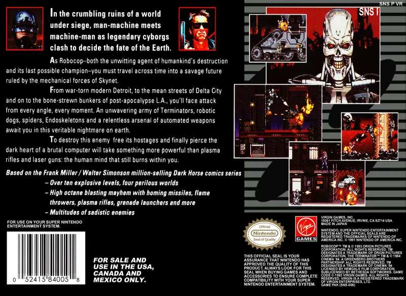 RoboCop Versus The Terminator box back