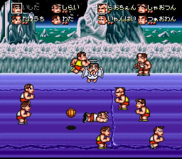Backdrop artwork for Kunio-Kun no Dodge Ball Dayo Zenin Shuugo!