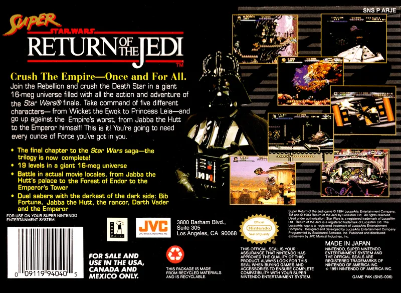 Super Star Wars: Return of the Jedi box back