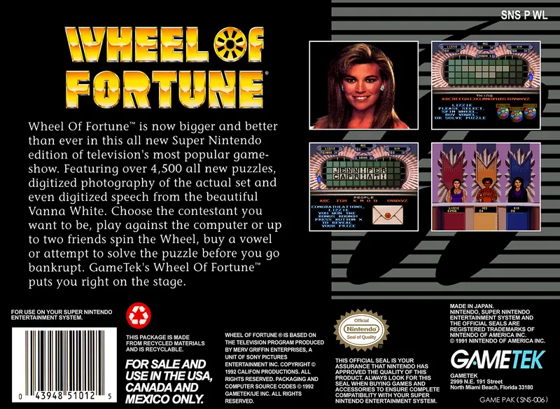 Wheel of Fortune box back