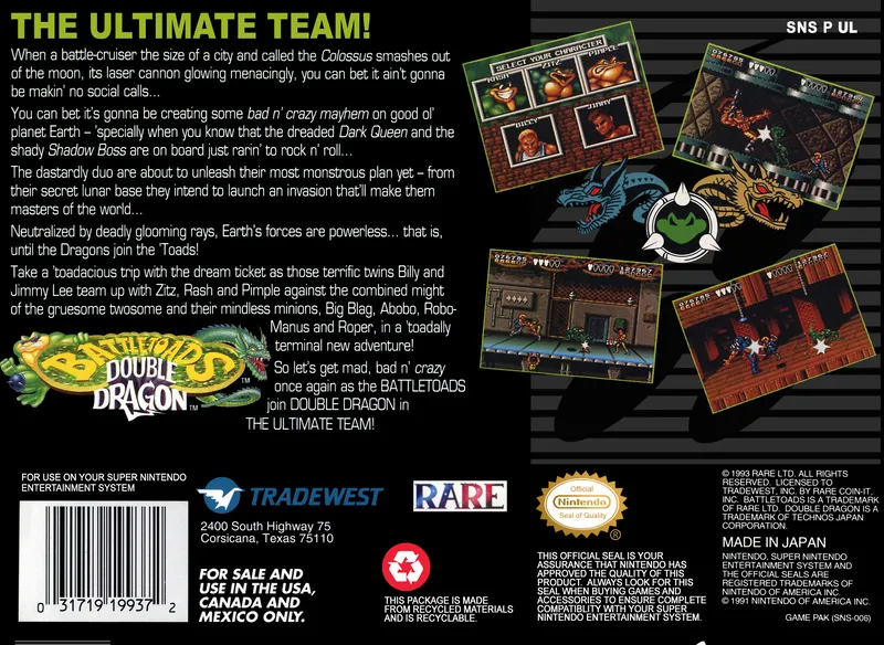 Battletoads / Double Dragon box back