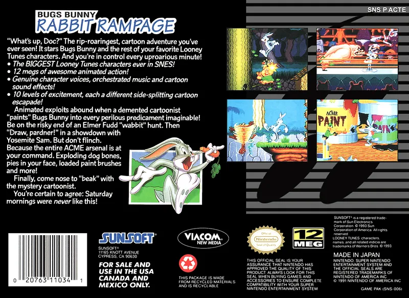 Bugs Bunny Rabbit Rampage box back