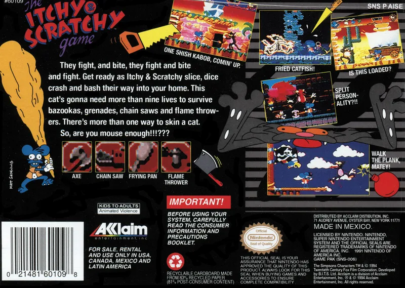The Itchy & Scratchy Game box back