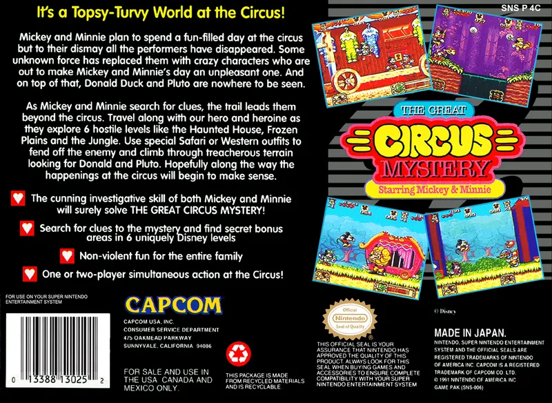 The Great Circus Mystery Starring Mickey & Minnie box back
