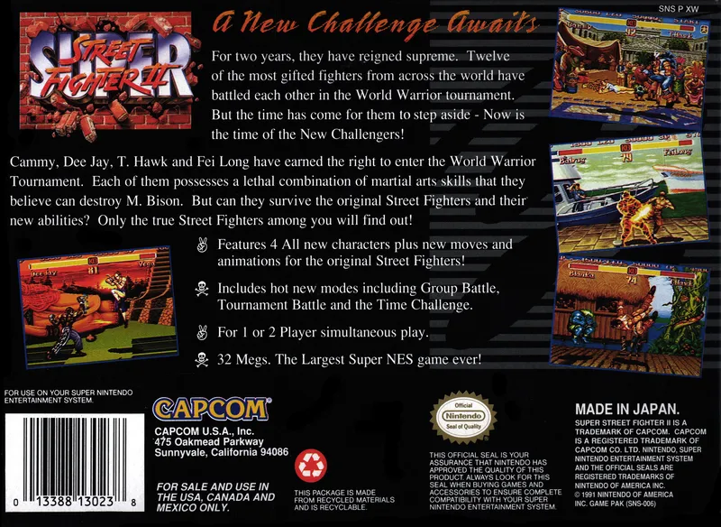 Super Street Fighter II box back