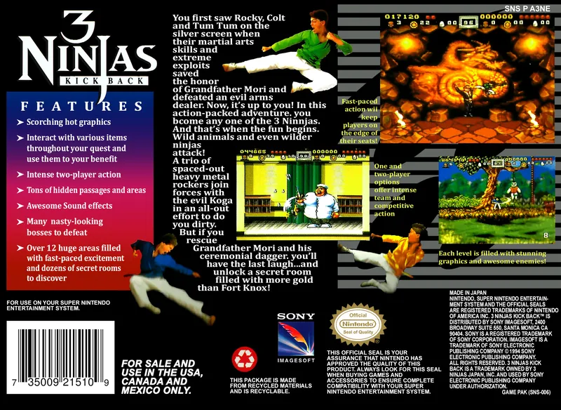 3 Ninjas Kick Back box back