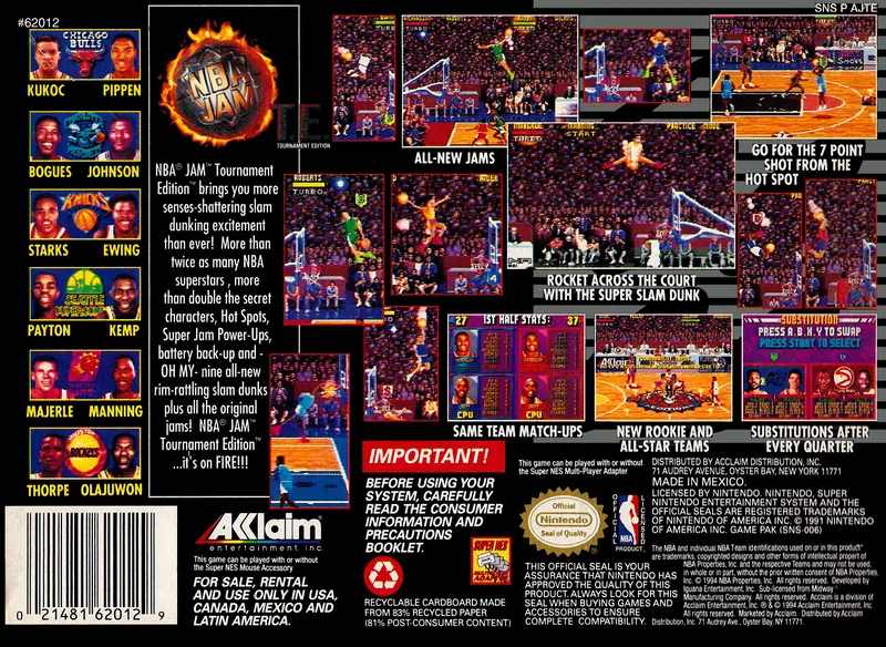 NBA Jam Tournament Edition box back
