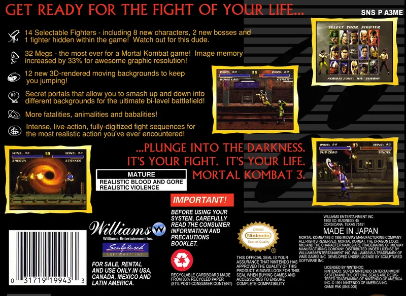 Mortal Kombat 3 box back