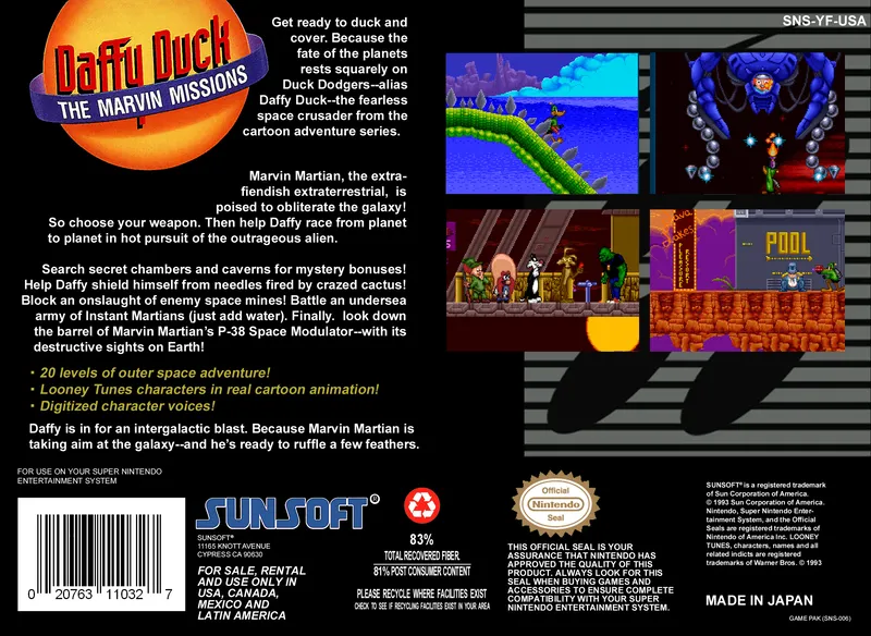 Daffy Duck: The Marvin Missions box back
