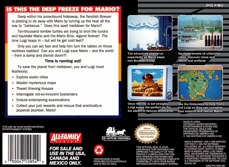 Mario is Missing! box back