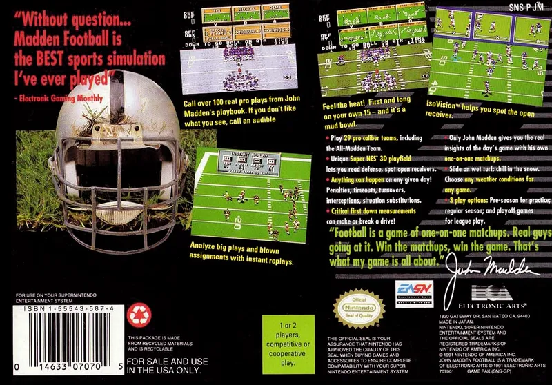 John Madden Football box back