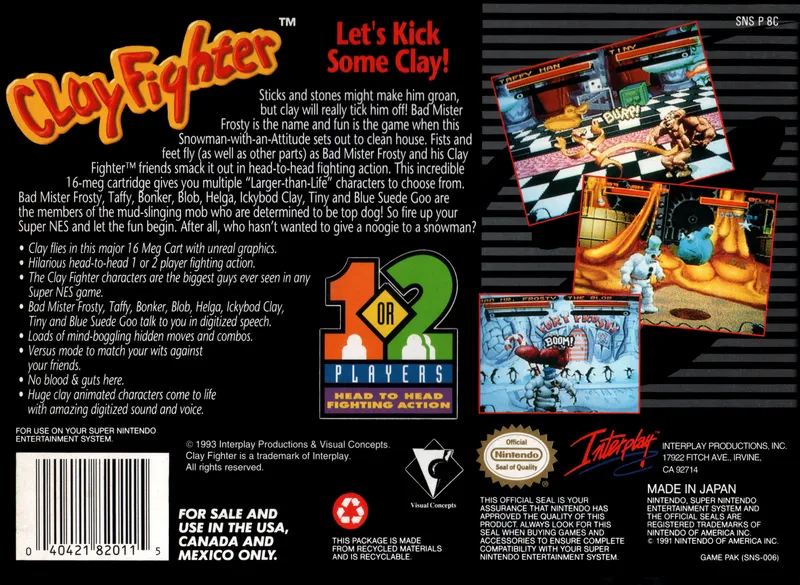 Clay Fighter box back