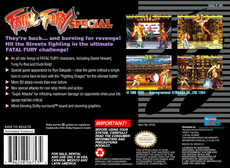 Fatal Fury Special box back
