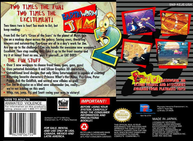 Earthworm Jim 2 box back