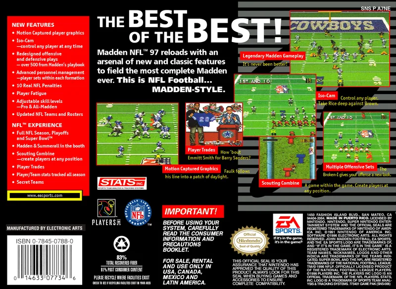 Madden NFL 97 box back