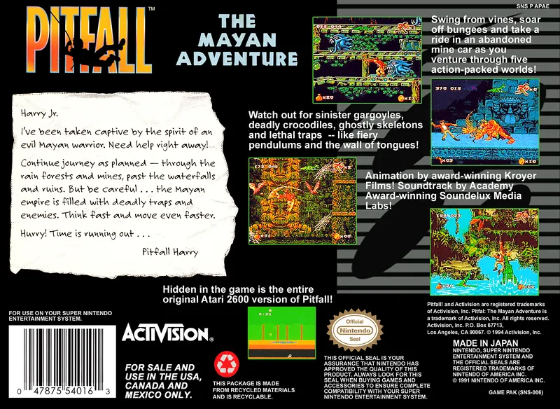 Pitfall: The Mayan Adventure box back