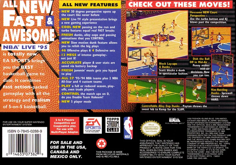 NBA Live 95 box back